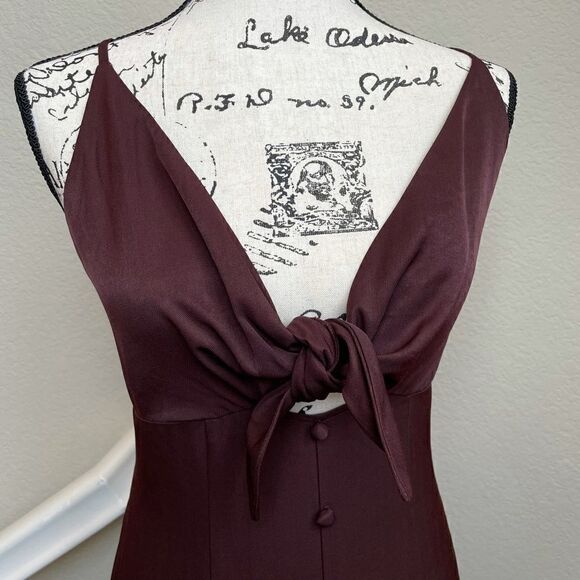 LèRumi Eggplant Midi/ Maxi Lola Dress with Front Bow Size S/ M adjustable strap - Picture 7 of 15